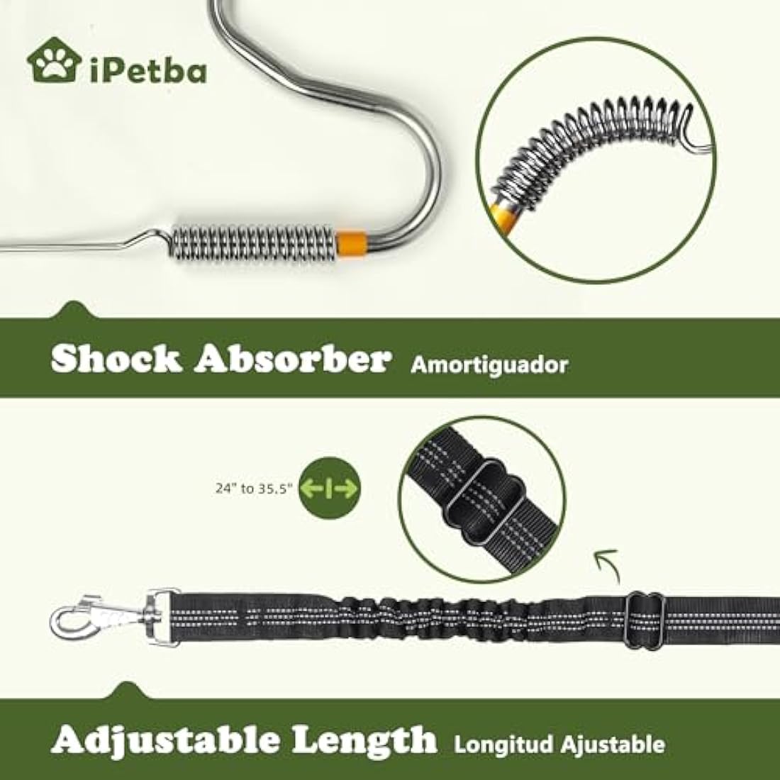 iPetba Heavy Duty Bike Dog Lead Attachment Hands Free Bicycle Dog Leash for Riding Exercising Cycling