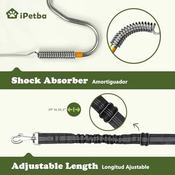 iPetba Heavy Duty Bike Dog Lead Attachment Hands Free Bicycle Dog Leash for Riding Exercising Cycling