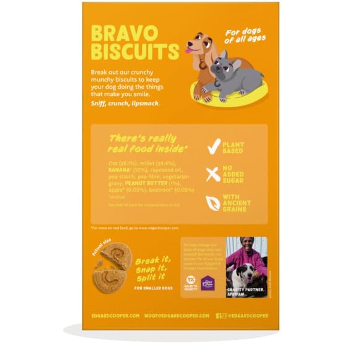 Edgard Cooper Natural Dog Treats - Banana Bravo Biscuits - (7 x 400g box), Grain Free, Plant-based Dog Treats, training treats packed with fresh fruit