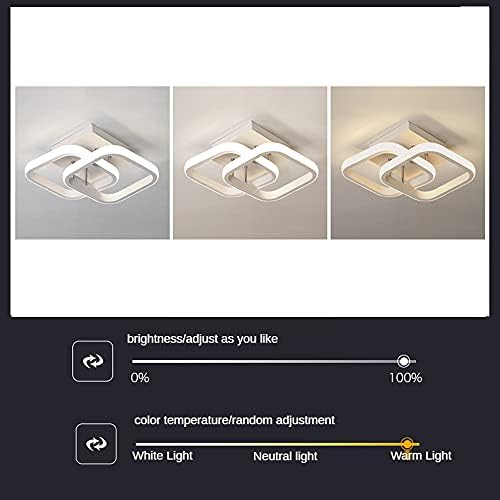 EIDISUNY LED Ceiling Light 22W Modern Square Design LED Ceiling Lamp Cool White/Natural White/Warm White/Metal Ceiling Lighting Fixture for Living Rooms Bedrooms Hallway Office 85V-265V (White)