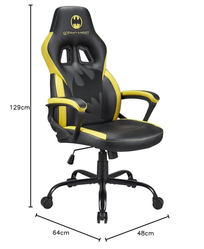 Subsonic Joker - Gaming chair or office chair, adult gamer chair, comfortable seat, integrated headrest, adjustable armrests and height, ergonomic backrest - Black