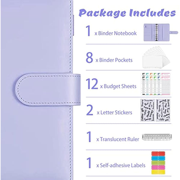 ChangWanna A6 Money Budget Ring Binder - Money Saving Wallet Organiser Binder with Pockets, Cash Stuffing Budget Wallet Planner with Cash Envelope, Money Folder Wallet Organiser for Cash Saving