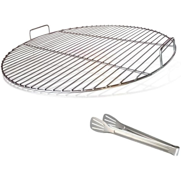 huanniu 304 Stainless Steel Round Cooking Grate with Handle, 54.5 cm Diameter for 57 cm Charcoal Barbecues e.g. Weber, Grill Grates Kettle Grill 57 cm, with Grill Clips