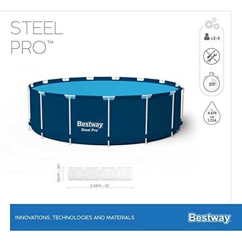 Bestway Steel Pro Swimming Pool Set | Above Ground Round Paddling Pool, 10’ x 30"