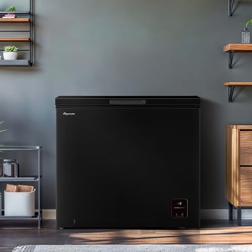 Fridgemaster MCF142EB 142L Chester Freezer 4 Star Freezer Rating - 55.9D x 62.5W x 85.4H cm Black with Recessed Handle - E Rated