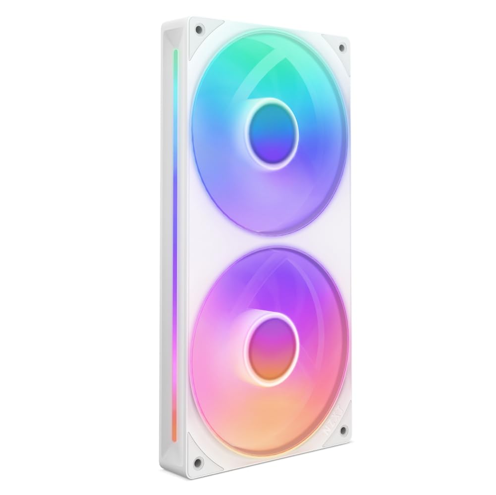 NZXT F420 RGB Core - 420mm Single-Frame Fan Unit with 3 x 140mm RGB Fans - Speed & Lighting Control - High Static Pressure & Airflow - Fluid Dynamic Bearings - 8 aRGB LEDs Per Fan - White