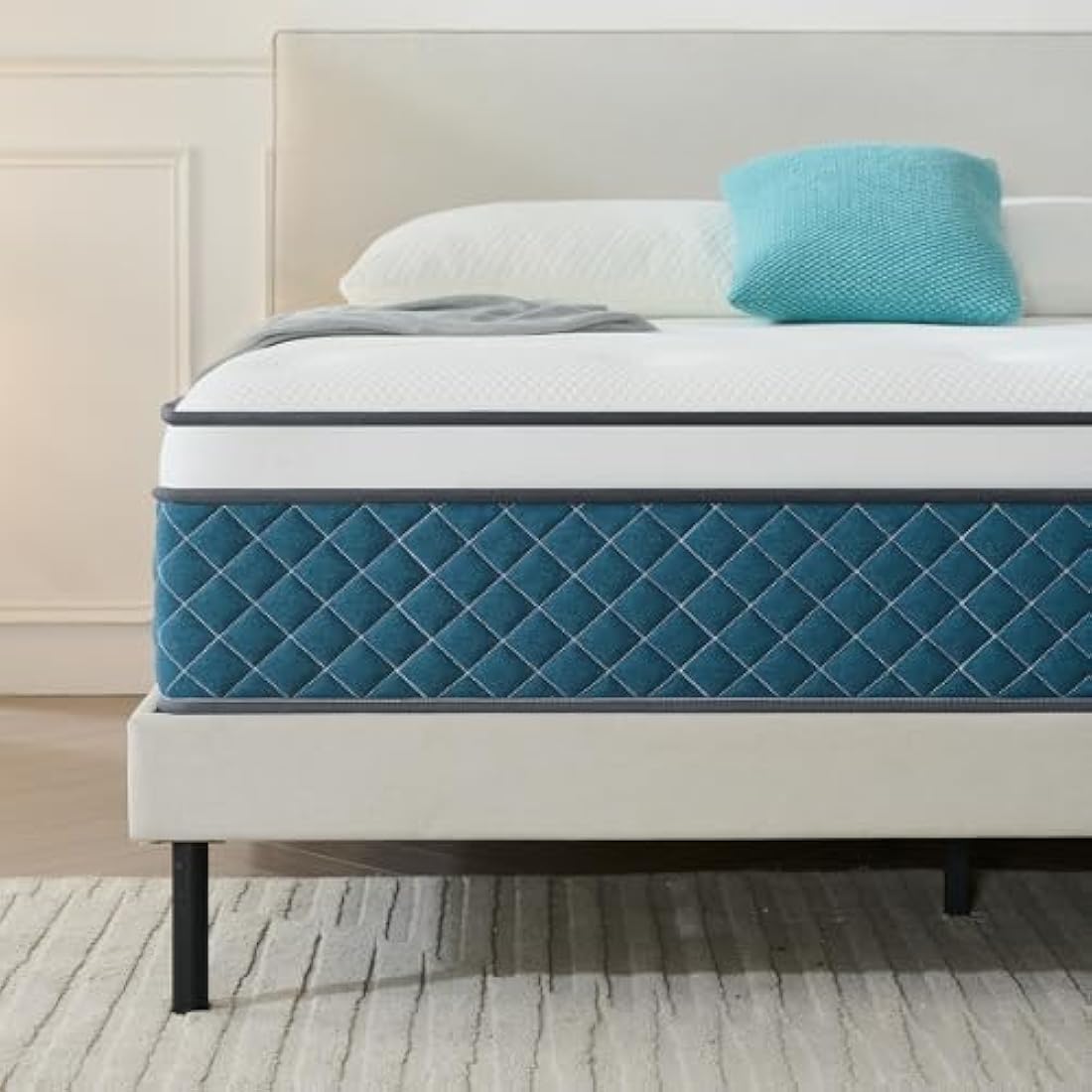 Hiimgo Double Mattresses, Pocket Sprung Mattresses with Soft Fabric, Medium Firm for Pressure and Back Pain Relief, Mattress in a Box (135×190×25cm)