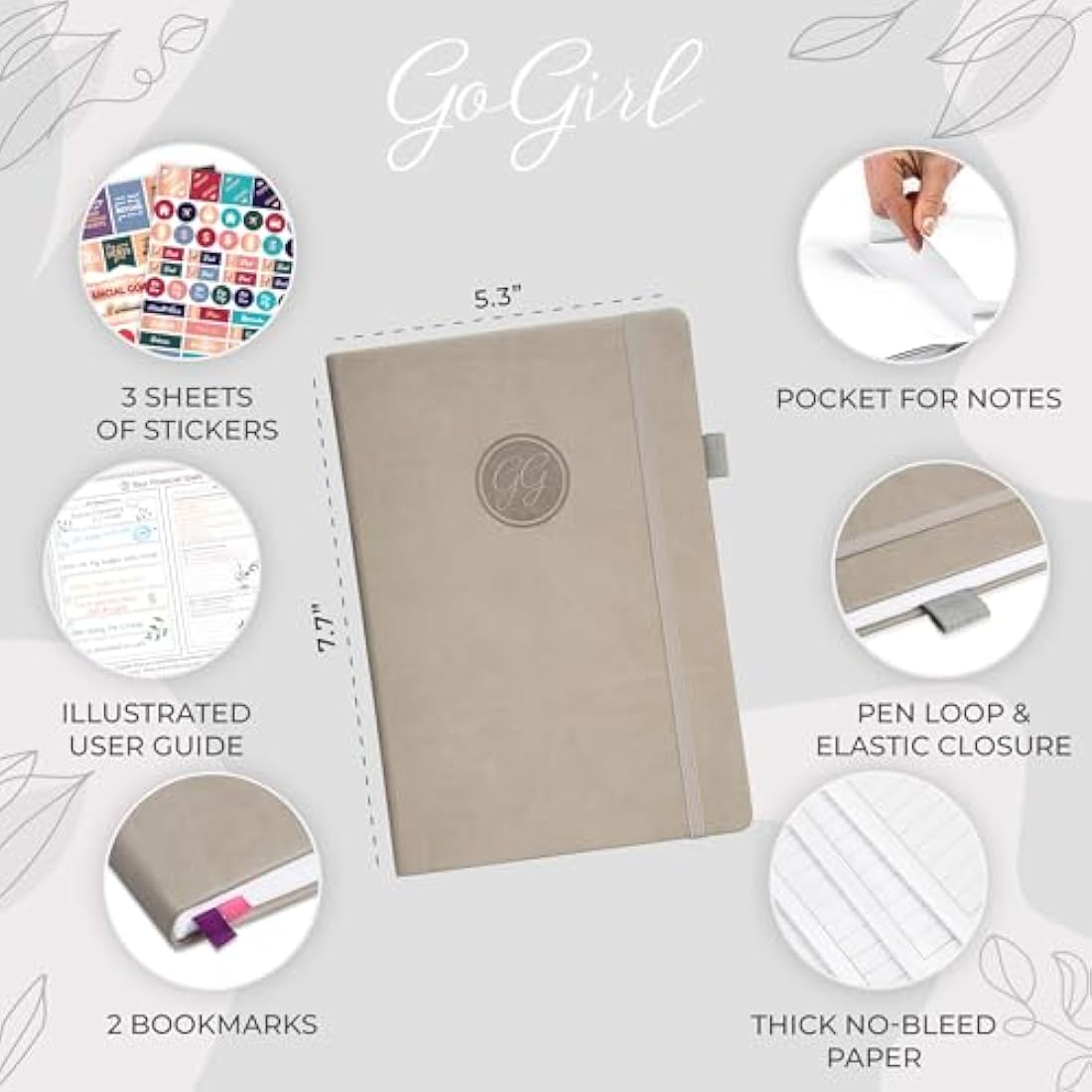 GoGirl Budget Planner – Monthly Financial Planner Organizer Budget Book. Expense Tracker Notebook Journal to Control Your Money. Undated – Start Any Time, 13.5x19cm, Lasts 1 Year – Grey