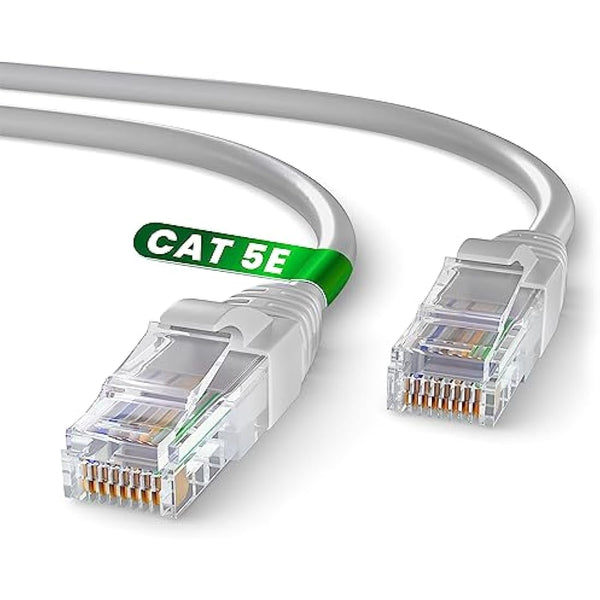 Mr. Tronic Grey Cat 5E Ethernet Cable 50m, High Speed LAN Ethernet Network Cable with RJ45 Ends Connectors, 50m Cat5E Internet 1 Gbps, ADSL AWG24 Patch, UTP CCA (50 Meters, Grey)