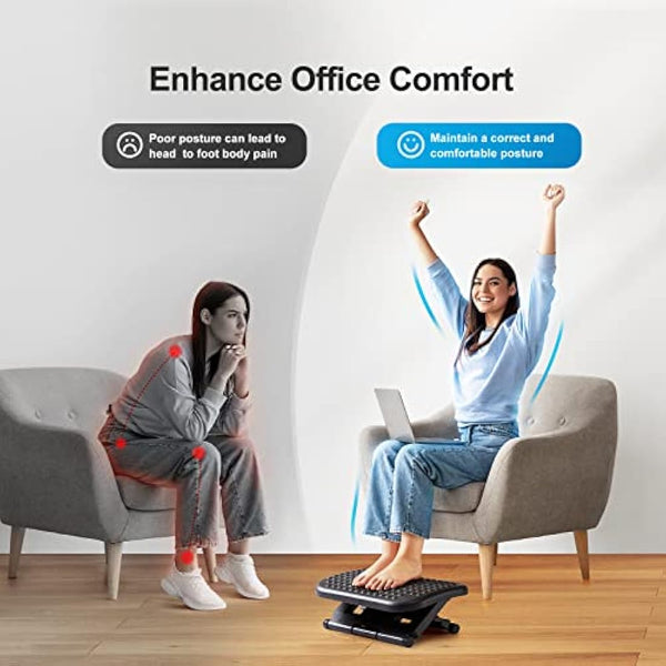 HUANUO Foot Rest, Foot Rest Under Desk with Massage Function, Adjustable Angle & 3 Different Height Positions, Non-Slip Foot Stool for Office & Home