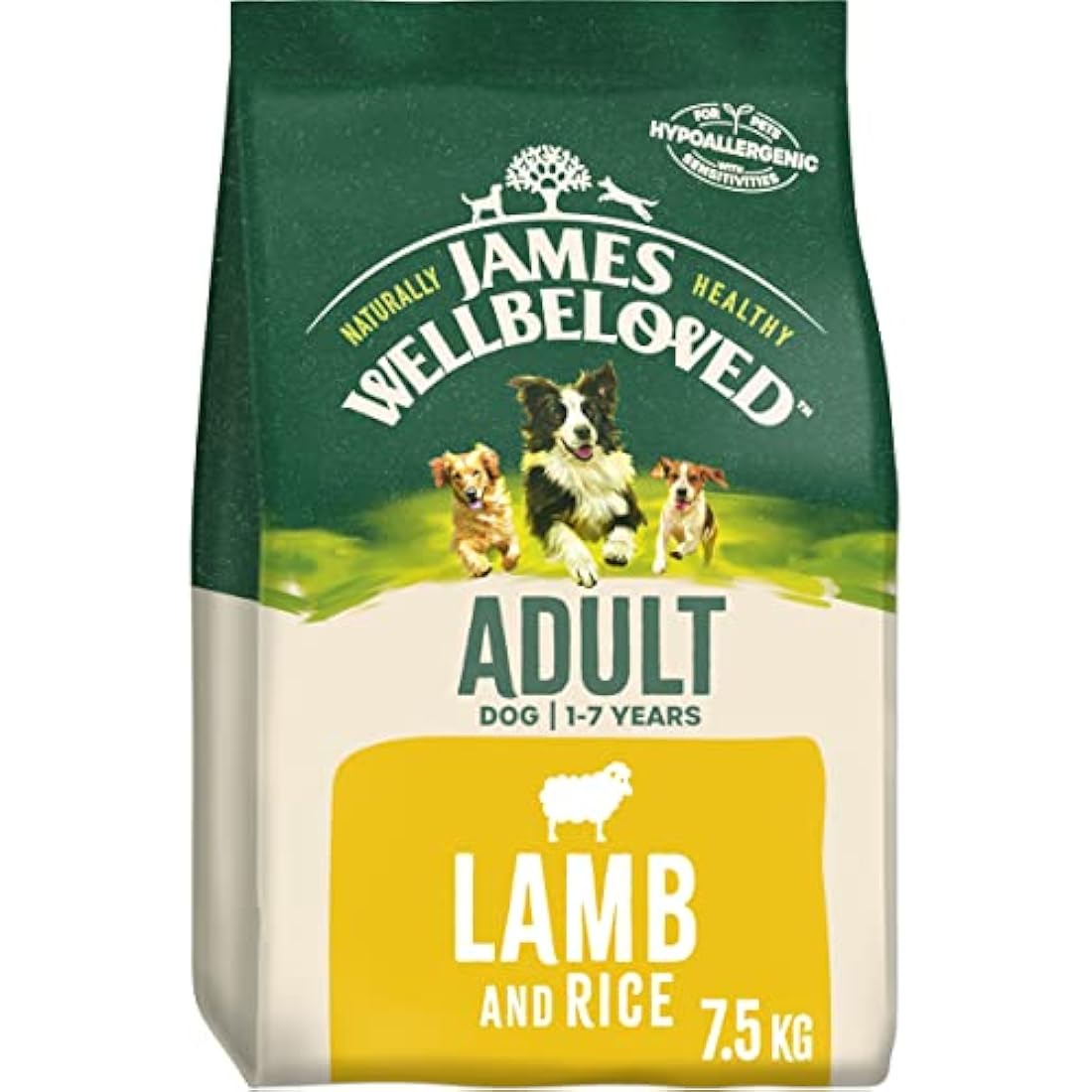 James Wellbeloved Complete Dry Adult Dog Food Lamb and Rice, 7.5 kg