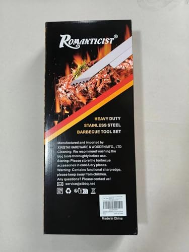 ROMANTICIST 26pcs Extra Thick Stainless Steel Grill Tool Set for Men, Heavy Duty Grilling Accessory Kit for Backyard, BBQ Utensils Gift Set with Meat Thermometer in Aluminum Case for Birthday Brown