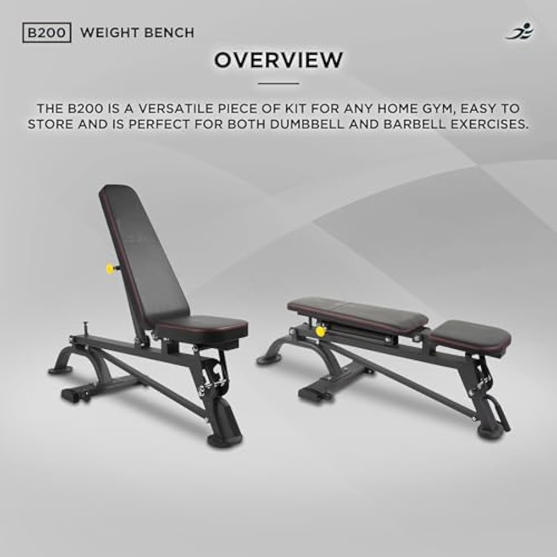 JLL® B200 Adjustable Weight Bench, Multiple levels of incline, Heavy-duty frame suitable for weight lifting exercises, Full body workouts, Home gym use