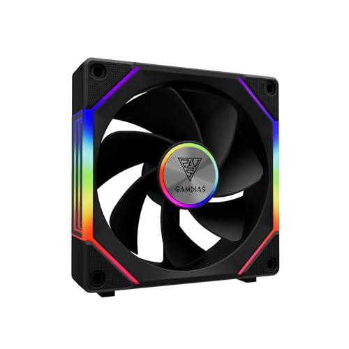 GAMDIAS 120mm ARGB PC Case Fans, Computer Case Fan, Cabless Daisy Chain Connection, Dual Infinity Mirror Lighting, Swappable Fan Blade for Reverse Airflow, Performance 30mm Thick, With Control Box