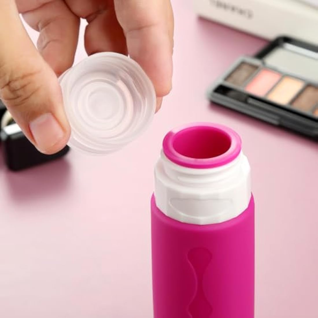 Gemice Portable Travel Bottle, 4 Pack Silicone Travel Containers Set LeakProof Refillable Squeezable for Lotion Liquid Shampoos, Soap and Toiletries (90ml)