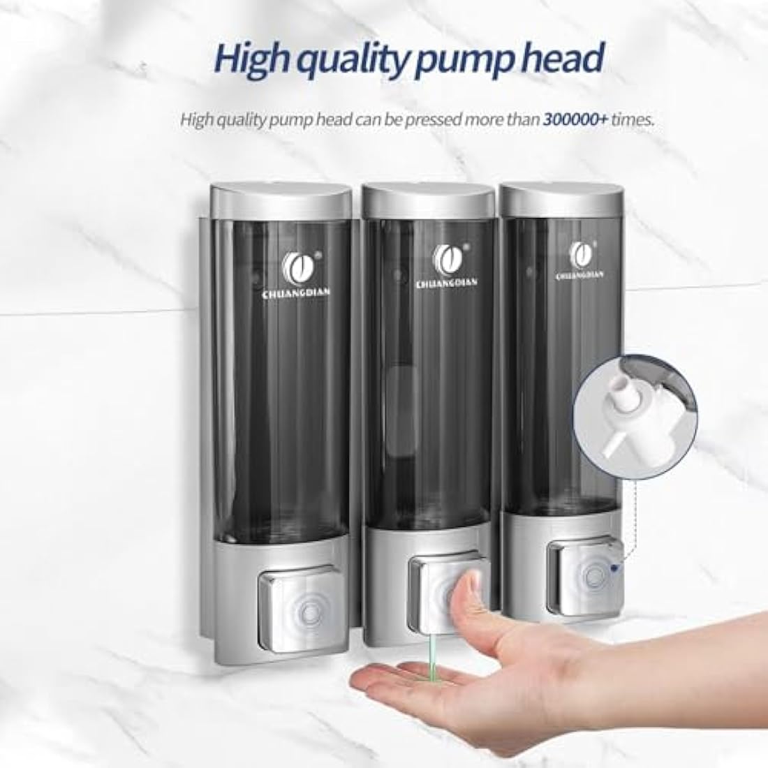 Triple 200ML Soap Dispenser Bathroom Wall Mounted Shower Gel Shampoo and Conditioner Dispenser Kitchen Dish Detergent Container Hand Body Wash Liquid Soap Dispenser for Home Hotel Restaurant