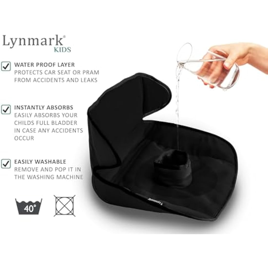 Potty Training Car Seat Protector Cover - Waterproof Soft Piddle Pads for Toddlers and Baby Carseat - Travel-Friendly Universal Machine Washable Liner Mat for Spills, Nappy Leaks, Accidents - Black