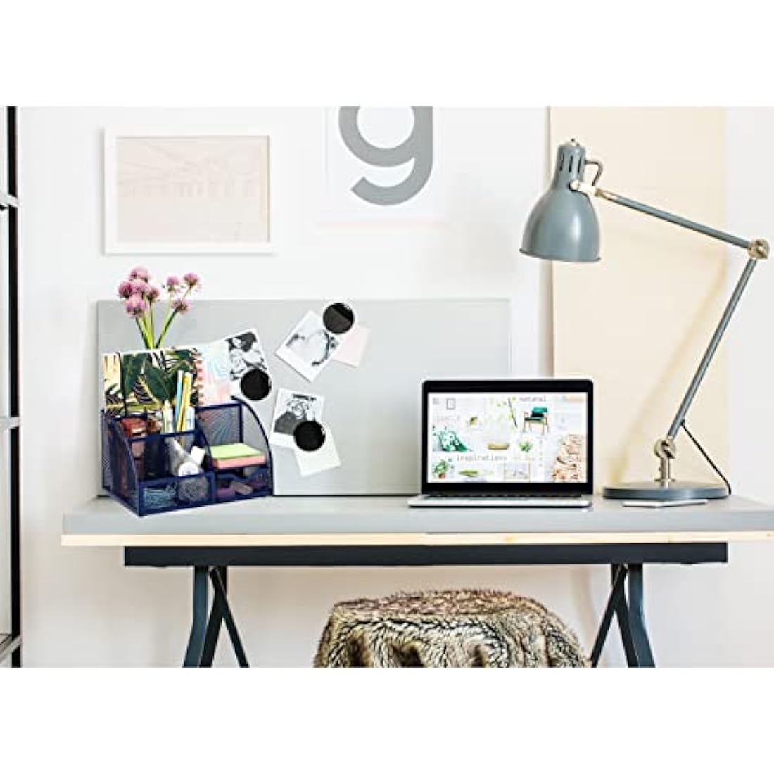 EXERZ Desk Organiser/Mesh Desk Tidy Caddy/Pencil Holder Multifunctional with 7 Compartments