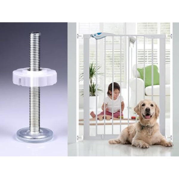 4 Pack Pressure Mounted BoltsKit for Baby Gate Pet Dog Wall Protector Threaded Spindle Rods Long Screws M10(90mm) Stair Walk Thru Gates Spares Lindam Safety First Parts Extension Cuggle（White ）