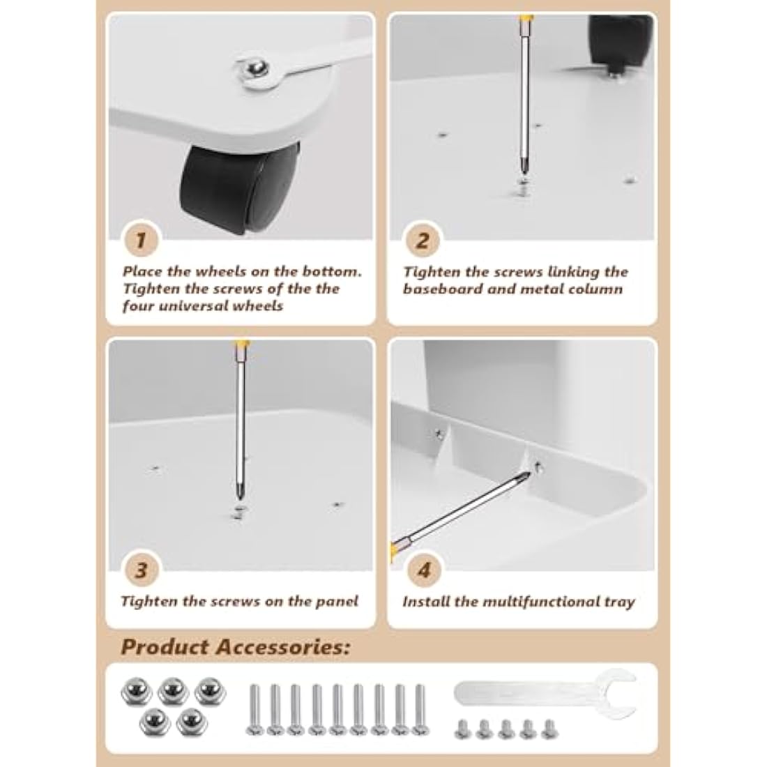 Kalolary Beauty Salon Trolley Cart, Aluminum Alloy Salon Spa Rolling Trolley Stand Mobile Cart with Wheel Beauty Instrument Storage Tray