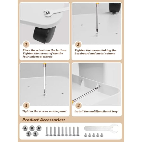 Kalolary Beauty Salon Trolley Cart, Aluminum Alloy Salon Spa Rolling Trolley Stand Mobile Cart with Wheel Beauty Instrument Storage Tray