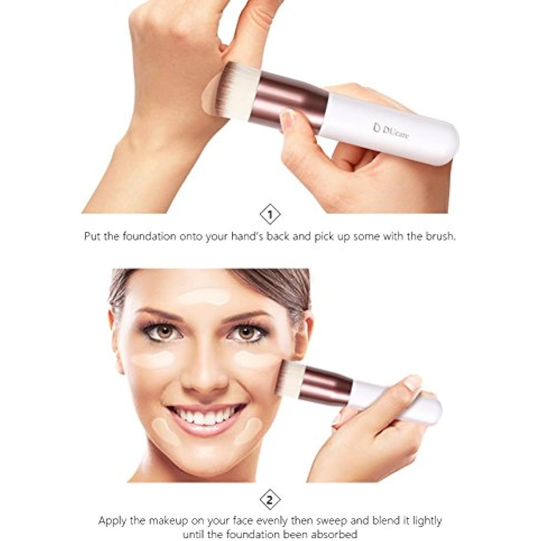 DUcare Foundation Brush Kabuki Make Up Brush Flat Top Makeup Brushes Perfect For Blending Liquid, Cream or Flawless Powder Cosmetics - Buffing, Stippling, Concealer