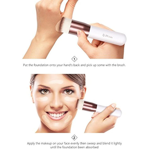 DUcare Foundation Brush Kabuki Make Up Brush Flat Top Makeup Brushes Perfect For Blending Liquid, Cream or Flawless Powder Cosmetics - Buffing, Stippling, Concealer