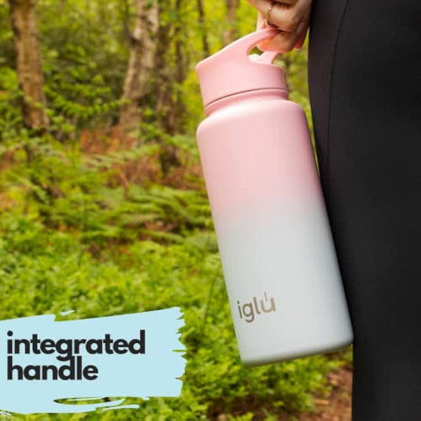 iglu Reusable Water Bottles | Premium Double Walled Stainless Steel | 1 Litre Vacuum Insulated Bottle | Leakproof Straw Lid | Sweatproof & BPA Free | Great His & Her Eco Gift (Himalayan Pink, 1L)