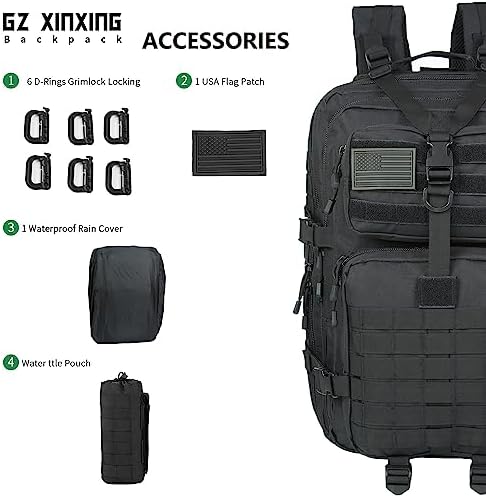 GZ XINXING 64L Large 3 day Molle Pack Military Tactical Army Backpack Bug Out Bag Rucksack For Men