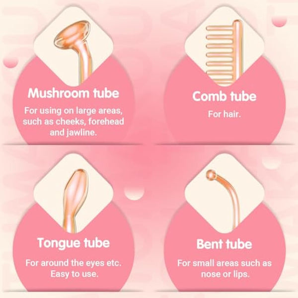 High Frequency Facial Machine - TUMAKOU Neon Portable High Frequency Facial Skin Light Therapy Wand Device with 4 Electrodes for Acne, Wrinkle Removal, Hair Regrowth, Skin Tightening, Anti Aging