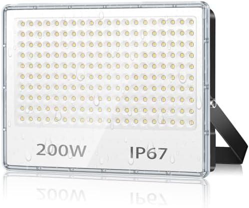 TASINUO 200W LED Floodlight Outdoor, 20000LM Outdoor Security Lights, IP67 Waterproof LED Spot Lights 7000K Daylight LED Flood Lights for Garden, Yard, Garages, Warehouse, Patio, Billboard