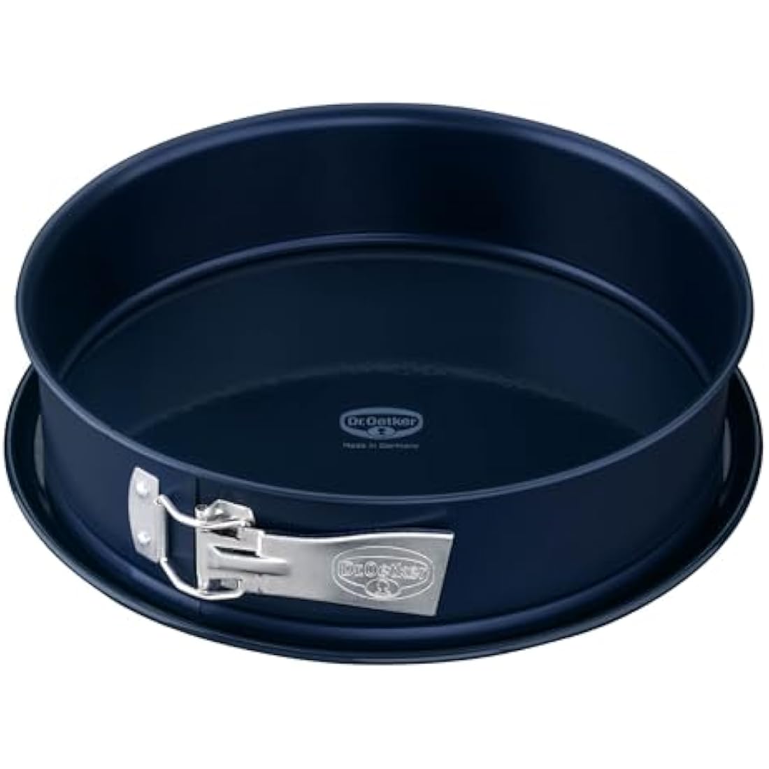 Dr. Oetker Springform Cake Tin 28cm Diameter, Round Cake Mold, Baking Pan, Cut & Scratch Resistant Flat Removable Base, Non-Stick Enamel Coating, Colour: Blue