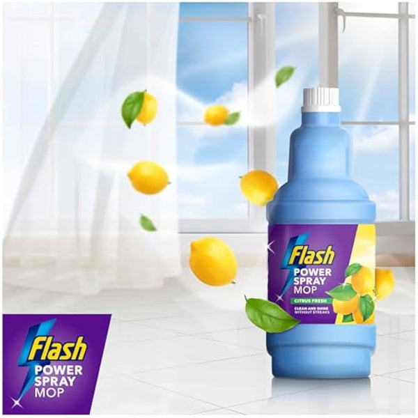Flash Power Spray Mop Floor Cleaner Multi-Surface Cleaning Liquid Citrus Fresh 5L (1.25Lx4)