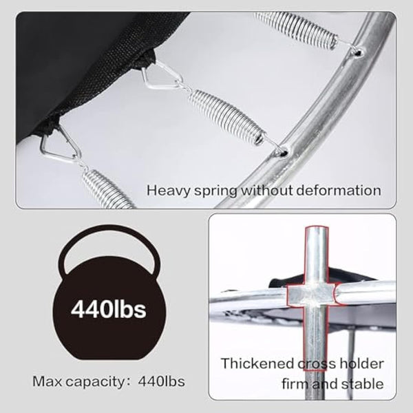 Trampoline for Kids, Adjustable Baby Toddler Trampoline with Basketball Hoop, 220lbs Indoor Outdoor Toddler Trampoline with Enclosure