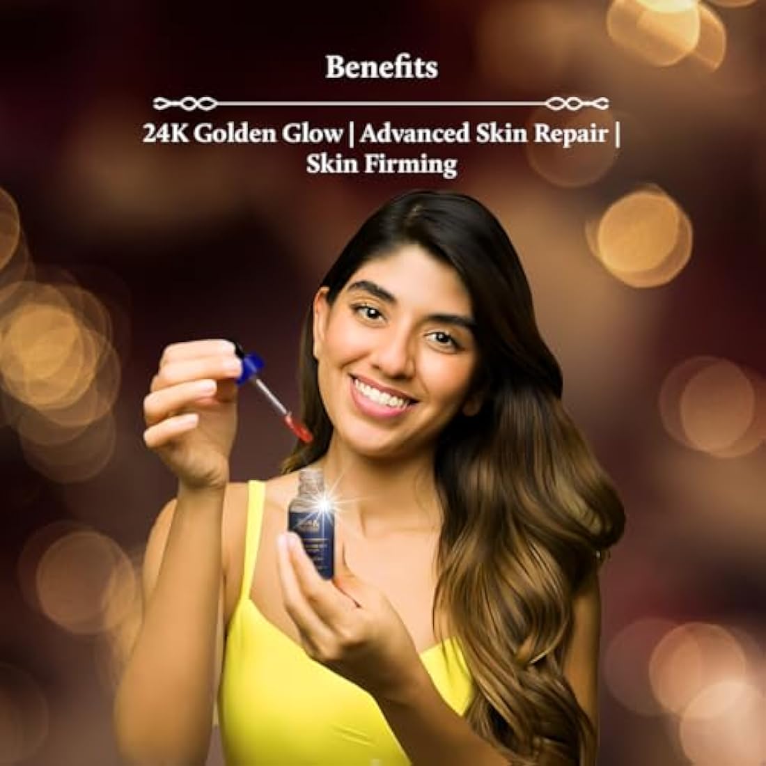 Blue Nectar 24k Gold Serum for Glowing Skin | Natural Kumkumadi Oil Serum for Face Infused with 24K Gold | Ayurvedic Face Serum for Skin Brightening and Skin Firming (24 Herbs, 30ml)