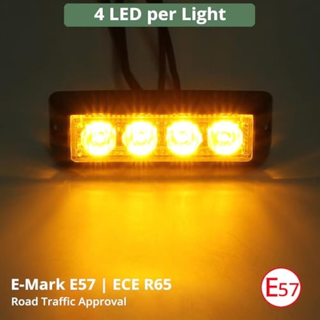 EYPINS 4W Amber Strobe Beacon Light - 4 LED, 18 Flash Modes, Double Switch, 12/24V with 3M Cigarette Lighter Cable - Emergency Hazard Warning Light for Trucks, Snow Plows, Rooftop Vehicles