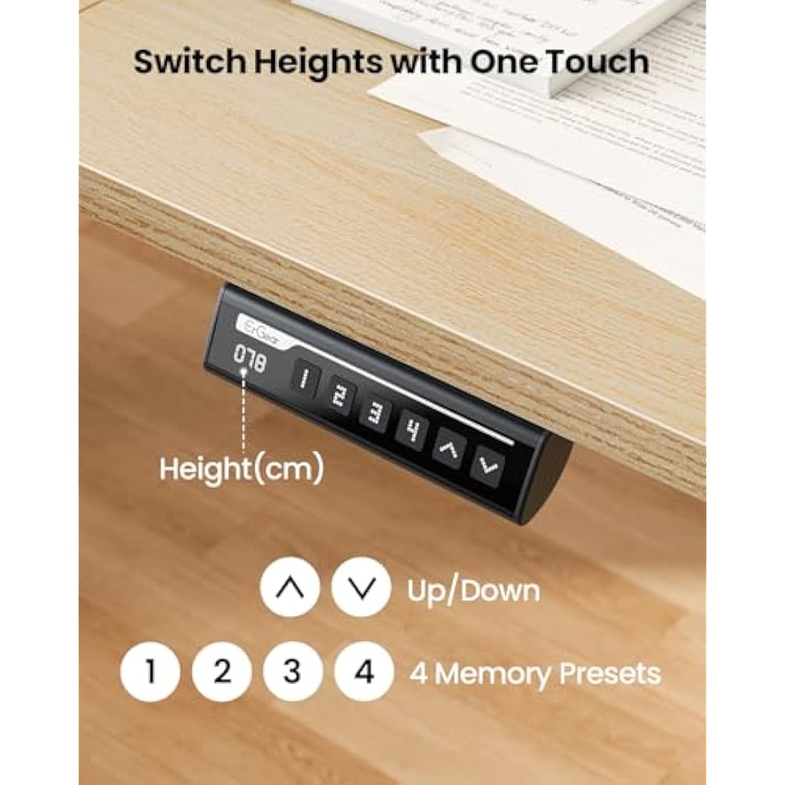 ErGear Electric Standing Desk Height Adjustable 140 x 70cm, Sit Stand Desk with 4 Memory Smart Pannel, Home Office Desk with Splice Board