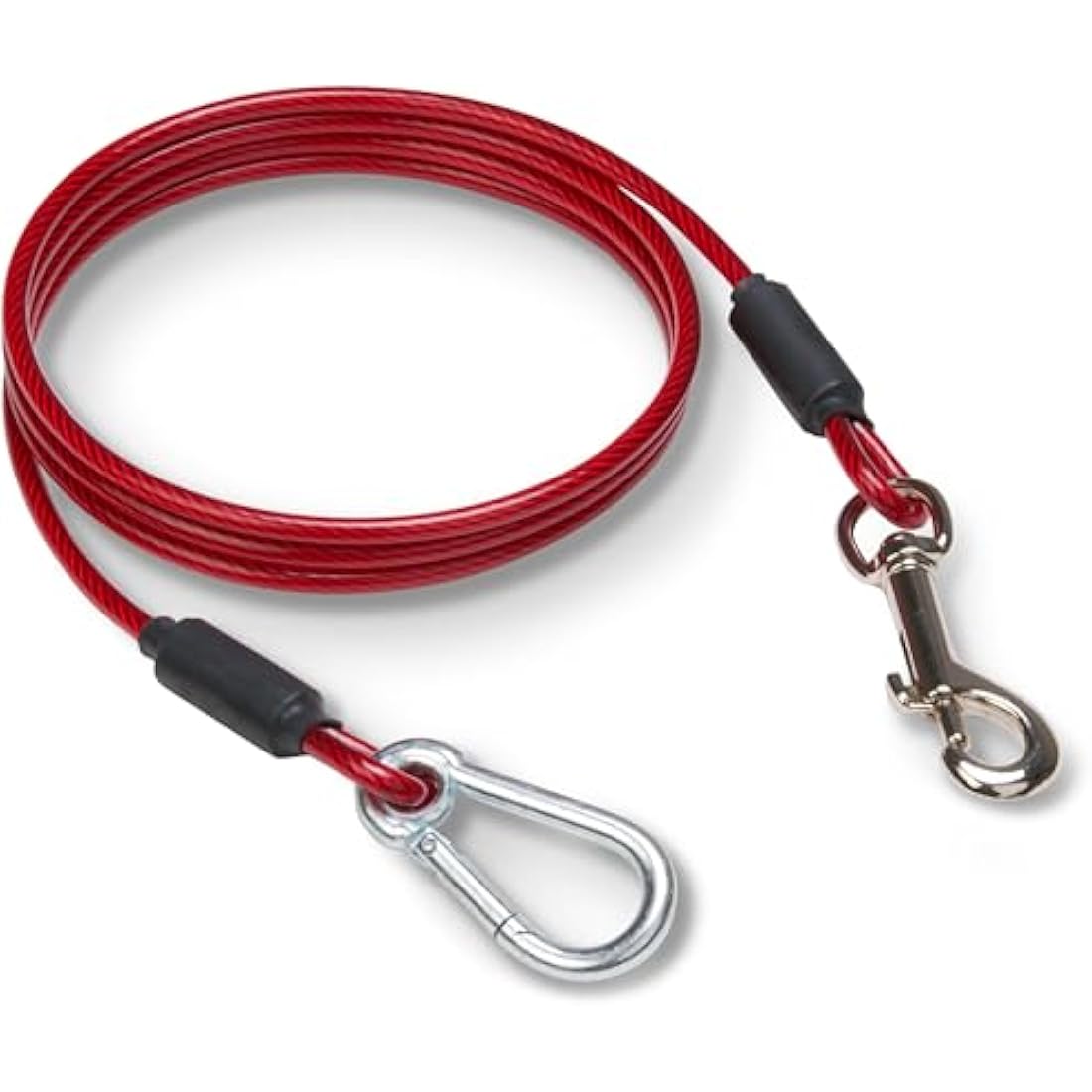 Leash Boss - 5 Foot Dog Tie Out Cable for Large Dogs - Heavy Duty Tether for Outside Dog Runner - Durable, Chew-Proof, Dog Lead for Yard, Camping, and Training Classic Red