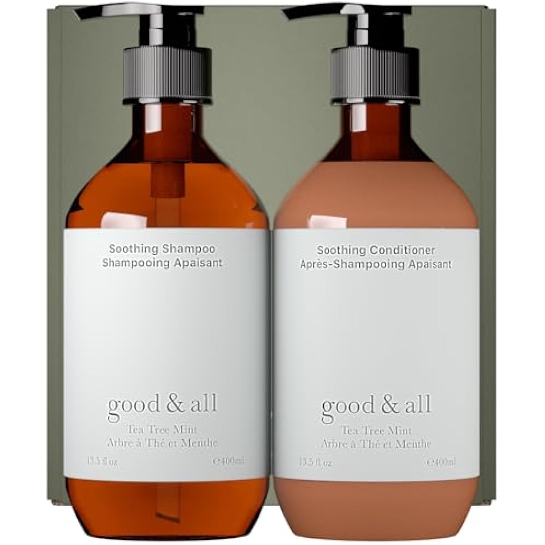 Good&All Tea Tree Shampoo and Conditioner Set for Dry Itchy Scalp with Peppermint - Sodium Lauryl Sulfate/Sulphate, Silicone, Paraben, Fragrance Free - 400ml