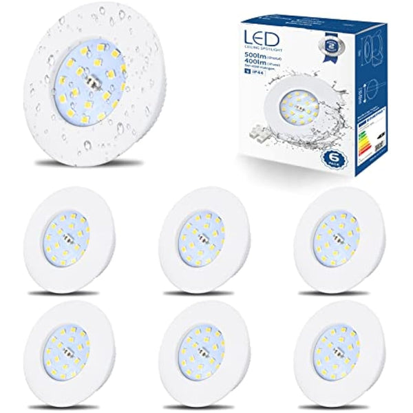 HiBay 6X 5W LED Downlights Recessed Spotlights Ceiling Lights Ultra Slim Down Light White IP44 Kitchen Spotlight Cool White 6000K 240V
