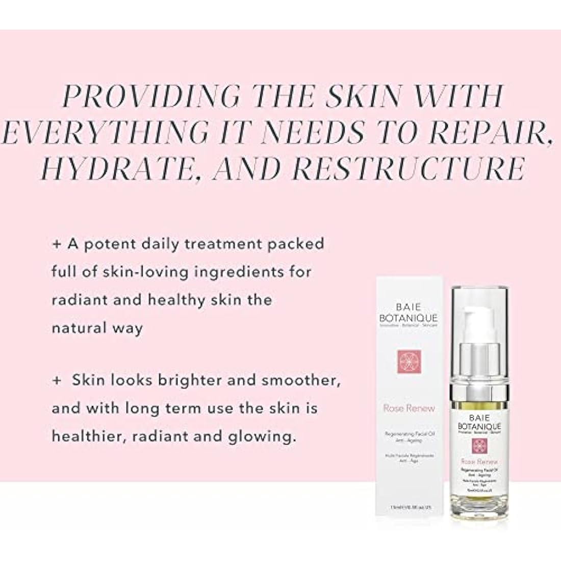 Baie Botanique Anti-Ageing Facial Oil 15ml - Rose Absolute, Camelia, Borage, Evening Primrose, Abyssinian & Amla Oil - 100% Natural, 90% Organic