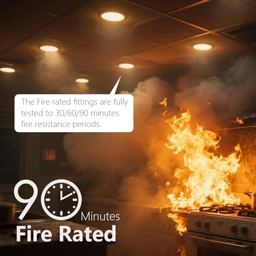 4XSweier IP20 Fire Rated LED Downlights for Ceiling,90 Minute Fire Rated GU10 Downlights, 5W 6000K Cool White Ceiling Recessed Spotlights Fittings with Satin Nickel (Non-Dimmable)