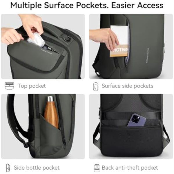 MARK RYDEN mens backpack Large Capacity waterproof laptop backpack business men with USB Charging Port for Official Travel Hiking Pack Fits Under 17.3 Inch Laptop