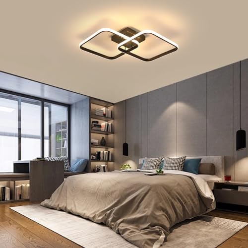 Goeco Dimmable LED Ceiling Light with Remote Control, 50W 5600LM 3000K-6500K Brightness Adjustable LED Ceiling Light, Square Ceiling Lamp for Living Room, Bedroom, Black