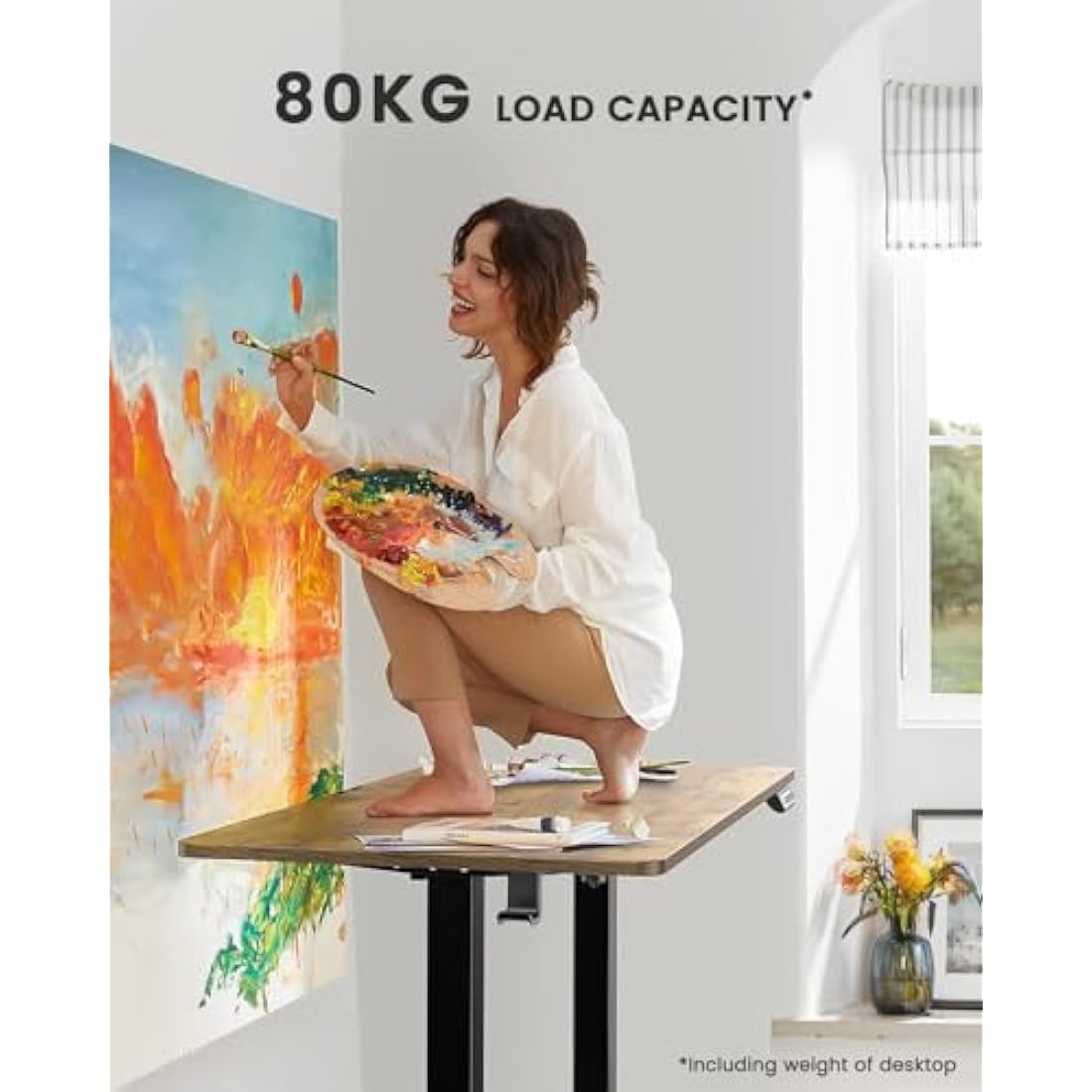 ErGear Electric Standing Desk Height Adjustable 120 x 60cm, Sit Stand Desk with 4 Memory Smart Pannel for Home Office with Splice Board