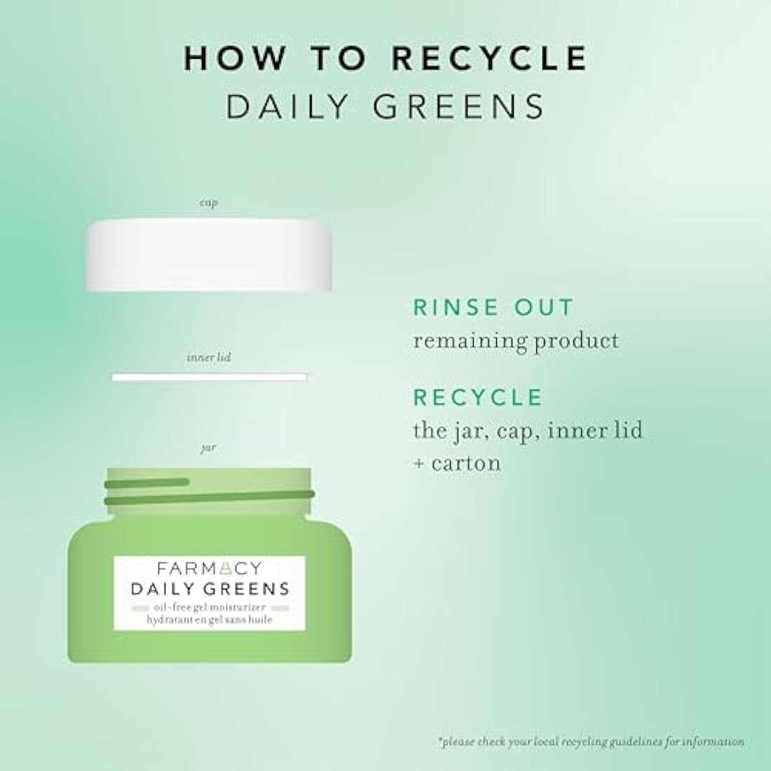 Farmacy Daily Greens Oil Free Gel Face Moisturizer - Daily Facial Moisturizing Cream with Hyaluronic Acid - New Fragrance-Free Formula