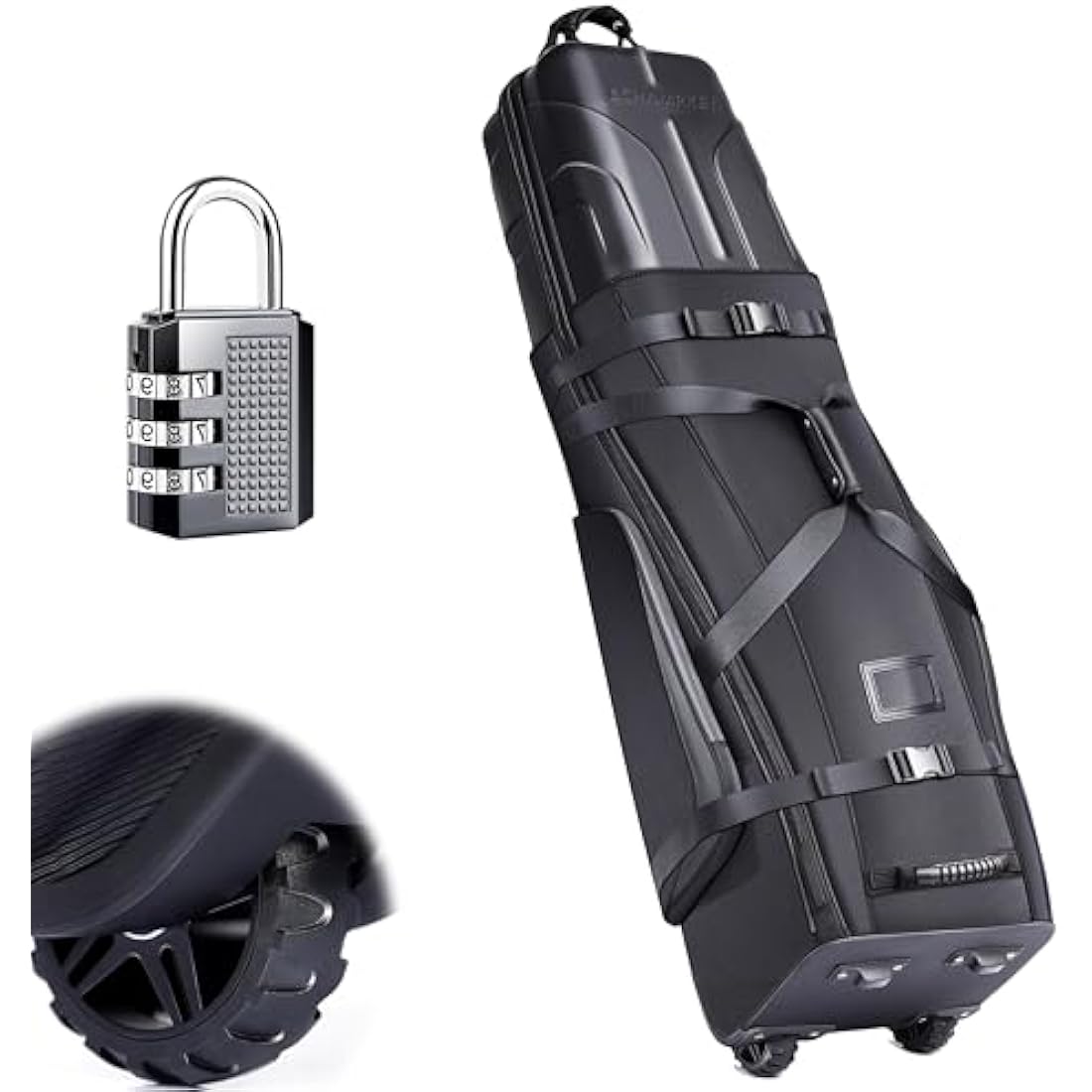 CHAMPKEY Golf Travel Bag Flight with Wheels | With Sturdy Plastic Hard Case Top | Premium Oxford Fabric Golf Bag - High Performance Bag Travel Case