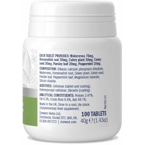 Dorwest Green Releaf Tablets, 100 Tablets, Natural Supplements for Dogs and Cats – For Healthier Skin, Joints, and Urinary Systems in Pets