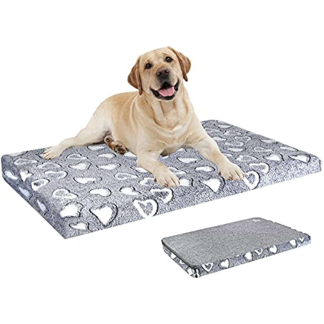 VANKEAN Dog Bed Mat Reversible(Warm & Soft), Stylish Pet Bed Mattress for Dog Crate, Water Proof Linings, Removable Machine Washable Cover, Pet Bed for Small to XX-Large Dogs, Light Grey