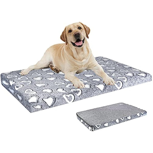 VANKEAN Dog Bed Mat Reversible(Warm & Soft), Stylish Pet Bed Mattress for Dog Crate, Water Proof Linings, Removable Machine Washable Cover, Pet Bed for Small to XX-Large Dogs, Light Grey